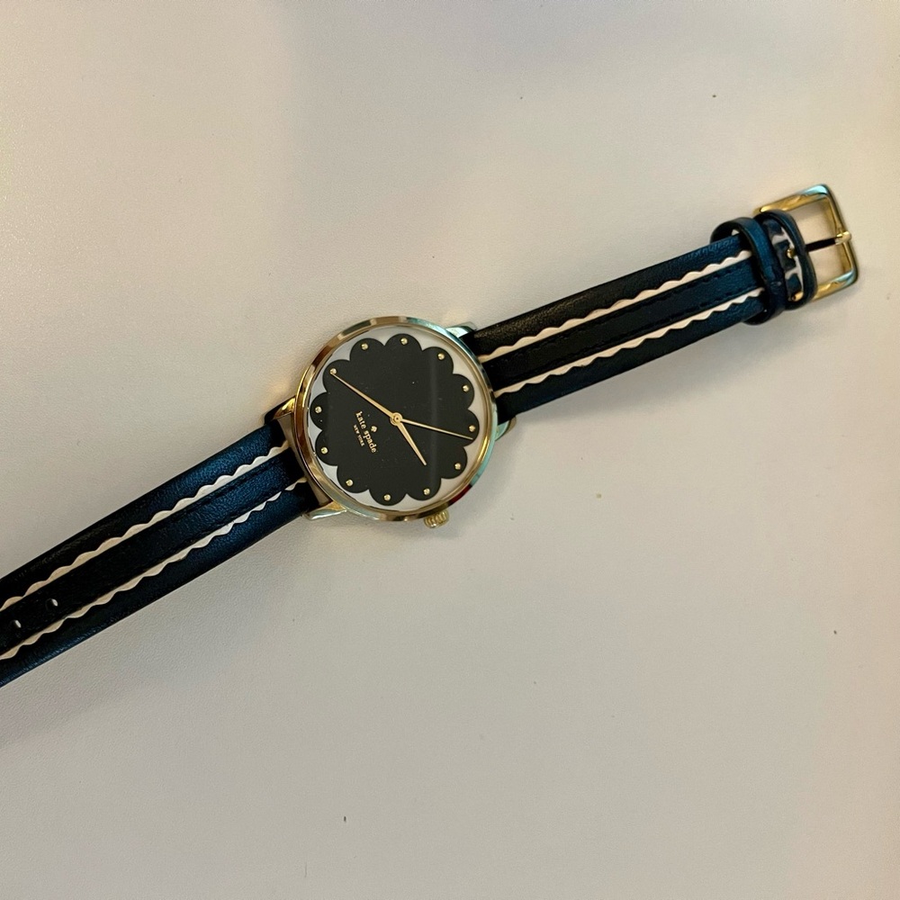 Kate Spade black, white & gold leather watch